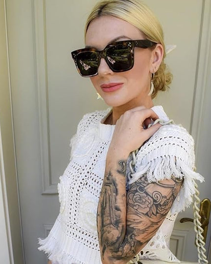 Vintage Women Oversized Sunglasses Designer Luxury Square Sun Glasses UV400 Protection Flat Lens