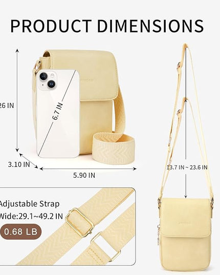 APHISON Small Crossbody Bags for Women Trendy, Leather Phone Wallet Purses Handbags Card Slots with Adjustable Guitar Strap