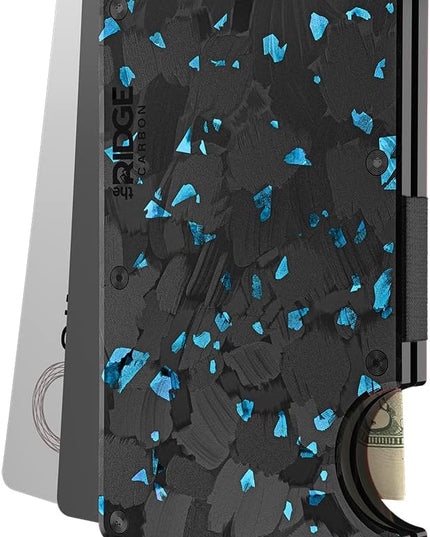 The Ridge Wallet for Men - Slim Minimalist Compact Wallet and Card Holder, RFID Protected Front Pocket Wallets with Integrated Cash Strap (Forged Pacific)