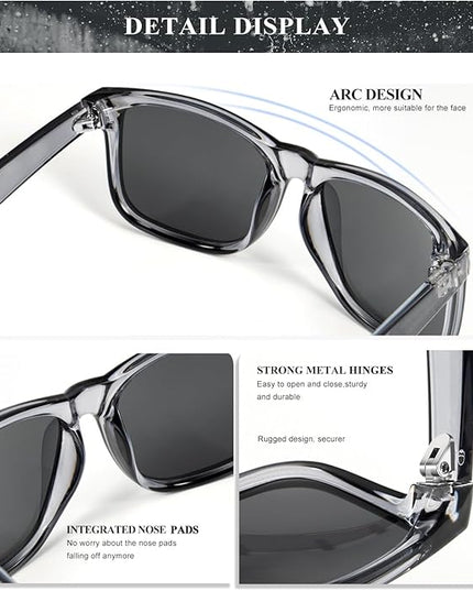 KALIYADI Sunglasses Men Polarized Sun glasses for Mens Womens Classic Matte Black Frame UV Protection 3pack