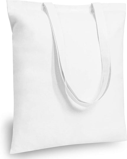 TOPDesign 24-Pack Economical 16"x15" White Cotton Tote Bag, Lightweight Medium Reusable Grocery Shopping Cloth Bags, Suitable for DIY, Advertising, Promotion, Gift, Activity