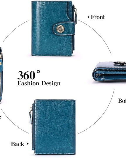 FALAN MULE Small Wallet for Women Leather Bifold Compact Small Womens Wallet with RFID Blocking