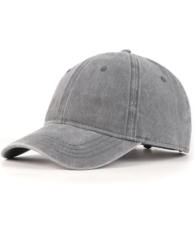 XXL Oversize Washed Denim Baseball Cap,Low Profile Jean Sports Cap for Big Heads 23.5"-25.5",Large Pigment Dyed Dad Hat
