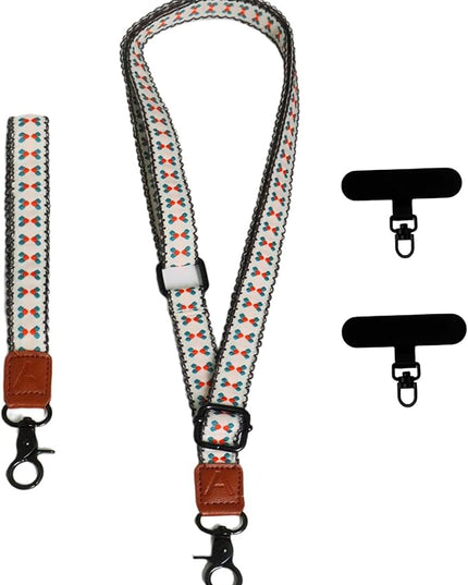 Adjustable Lanyard for Phone, Camera, Name Tags, ID card, Keychain and Wristlet Straps with 2 phone pads(Black)