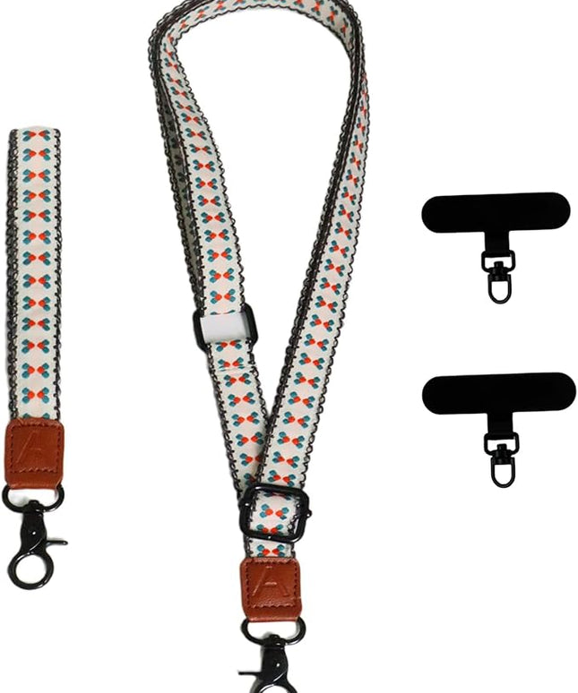 Adjustable Lanyard for Phone, Camera, Name Tags, ID card, Keychain and Wristlet Straps with 2 phone pads(Black)