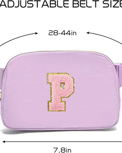 Gitus Initial Belt Bag Fanny Pack Crossbody Bag for Girls Birthday Gifts Age 8-10 Teen Girl Gifts Trend Stuff Personalized Letter Gifts for Daughter Sister (Lavender-P)