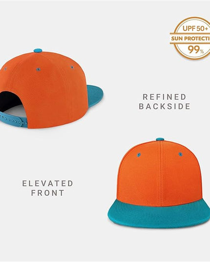 CHOK.LIDS Flat Bill Visor Classic Snapback Hat Blank Adjustable Brim High Top End Trendy Color Style Plain Tone Baseball Cap