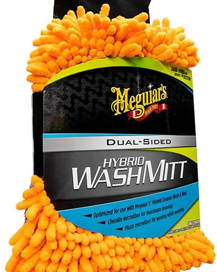 Meguiar's Hybrid Wash Mitt, Dual Sided for Washing and Waxing, Clear Coat Safe and Reusable - 1 Mitt