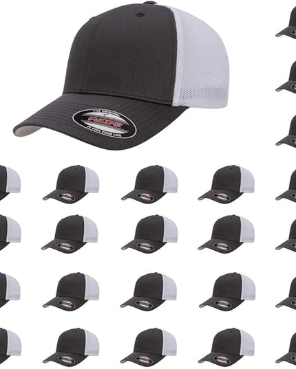 Flexfit 6511 Fitted Mid-Profile Stretchable Mesh Panels Trucker Cap | Bulk Pack Available