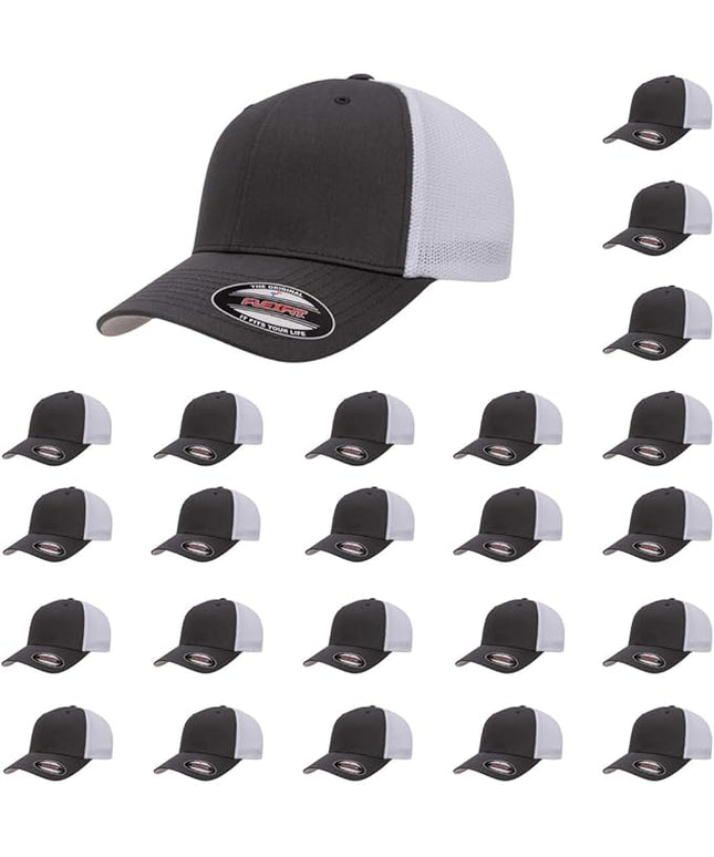 Flexfit 6511 Fitted Mid-Profile Stretchable Mesh Panels Trucker Cap | Bulk Pack Available