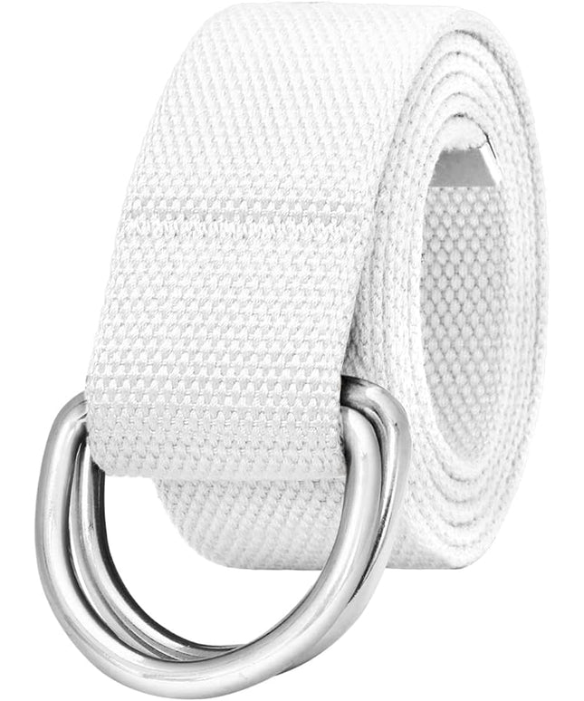 Falari Canvas Web Belt Metal Double D Ring Buckle for Men Women Casual Cloth Military Style Belt 1 1/2" Wide
