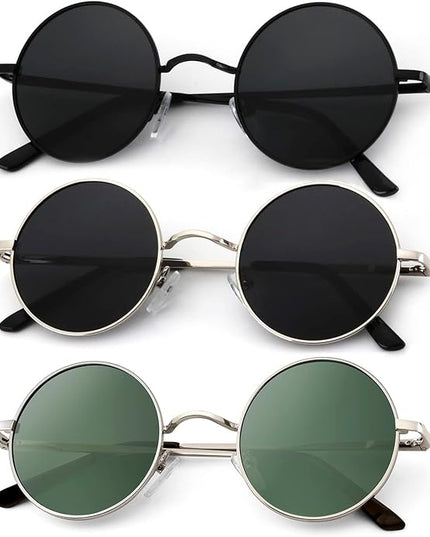 KALIYADI Round Polarized Sunglasses for Men Women Retro Metal Hippie Circle Style Sun Glasses UV Protection
