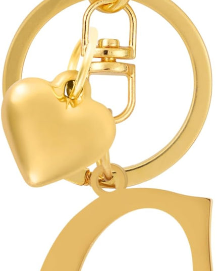 A-Z Heart Initial Letter Keychain, Stainless Steel Alphabet Charm for Handbags, Gift for Women and Girls