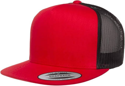 Yupoong 5-Panel YP Classic Trucker Cap | High Profile Flat Visor Snapback | OSFM | Bulk Packs Available