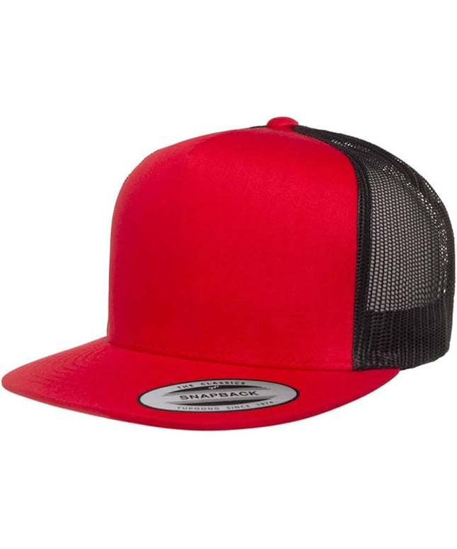 Yupoong 5-Panel YP Classic Trucker Cap | High Profile Flat Visor Snapback | OSFM | Bulk Packs Available