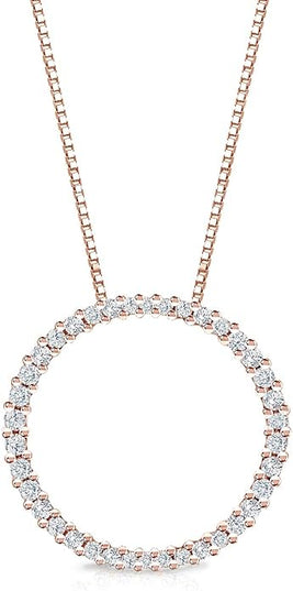 Diamond Wish 1/6 to 1 Carat Diamond Circle of Life Round Pendant Necklace for Women in 14k Gold (I1-I2, cttw) on 18 Inch Long Chain with Spring Ring Clasp