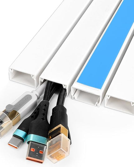 Cord Hider Kit, 58in Cord Covers for Wires on Wall, Paintable Wire Covers for Cords, Self-Adhesive Cable Hider Cord Organizer, Wire Hiders for TV on Wall, 4X L14.5in X W0.96in x H0.57in