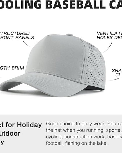 BOTVELA Men Adjustable Snapback Baseball Cap Vented Performance Laser Cut Mesh Hat