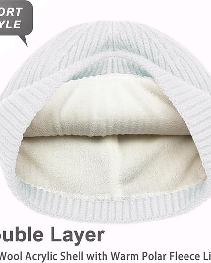 ROYBENS Swag Wool Knit Cuff Short Fisherman Beanie for Men Women, Winter Warm Hats