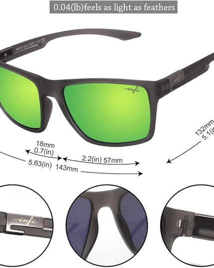 INFI Fishing Polarized Sunglasses for Men Driving Running Golf Sports Glasses Square UV Protection Designer Style Unisex