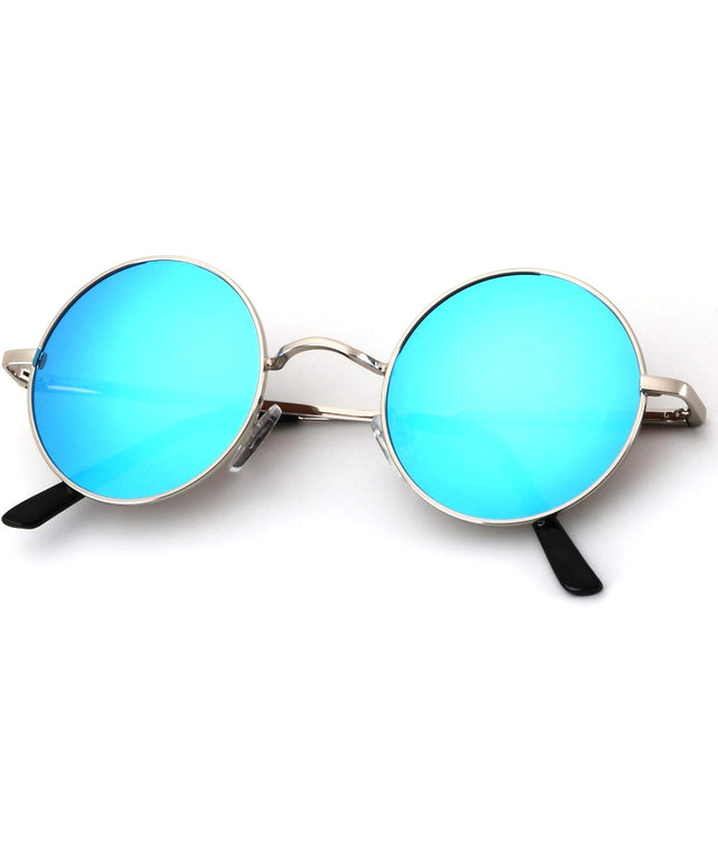 KALIYADI Round Polarized Sunglasses for Men Women Retro Metal Hippie Circle Style Sun Glasses UV Protection