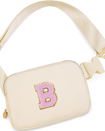 Uygafly Belt Bag Fanny Pack Crossbody Bags with Initials Letter Patch Cute Stuff Birthday Gifts for Teenager Girls Trendy Stuff for Teens | Khaki,B