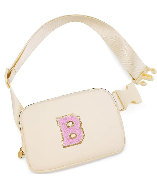 Uygafly Belt Bag Fanny Pack Crossbody Bags with Initials Letter Patch Cute Stuff Birthday Gifts for Teenager Girls Trendy Stuff for Teens | Khaki,B