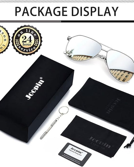 Joopin Polarized Metal Aviation Sunglasses Men, Classic Military Sun Glasses Women, Rectangle Shades UV400 Protection Costume