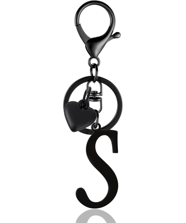 A-Z Heart Initial Letter Keychain, Stainless Steel Alphabet Charm for Handbags, Gift for Women and Girls