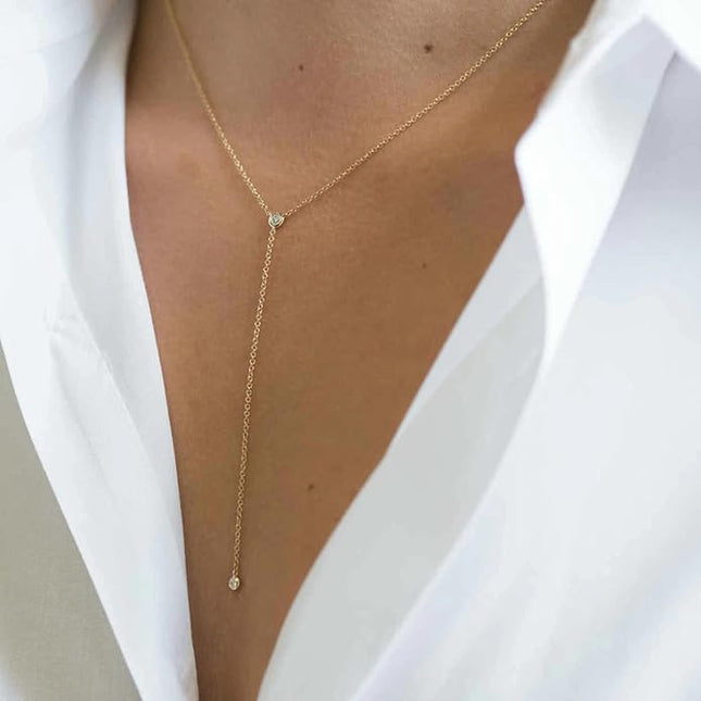Tewiky Dainty 14k Gold Plated/Silver Cubic Zirconia Necklaces for Women, Simple CZ Jewelry Necklaces Trendy Gifts