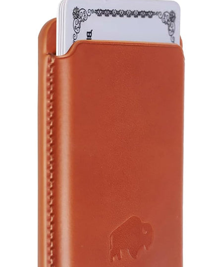 BLACKBROOK Leather Wallet for MagSafe, Duke Slim Full Grain Leather Card Holder, Holds up to 3 Cards, RFID Protection & Easy Access