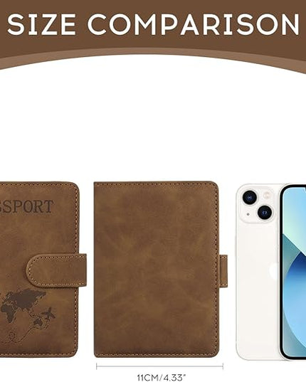 ILIYAH-Passport Cover-Passport Holder Travel Wallet-RFID Blocking Passport Case Travel Accessories Card Holder Wallet Unisex Travel Gifts(Brown)