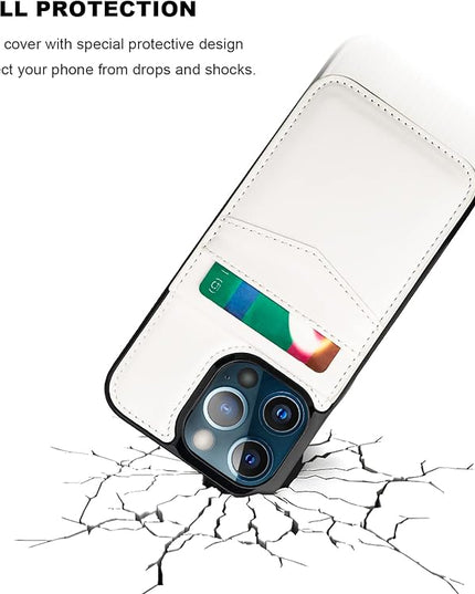 KIHUWEY Compatible with iPhone 13 Pro Max Case Wallet with Credit Card Holder, Premium Leather Magnetic Clasp Kickstand Heavy Duty Protective Cover for iPhone 13 Pro Max 6.7 Inch(White)