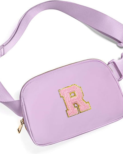 Gitus Initial Belt Bag Fanny Pack Crossbody Bag for Girls Birthday Gifts Age 8-10 Teen Girl Gifts Trend Stuff Personalized Letter Gifts for Daughter Sister (Lavender-R)