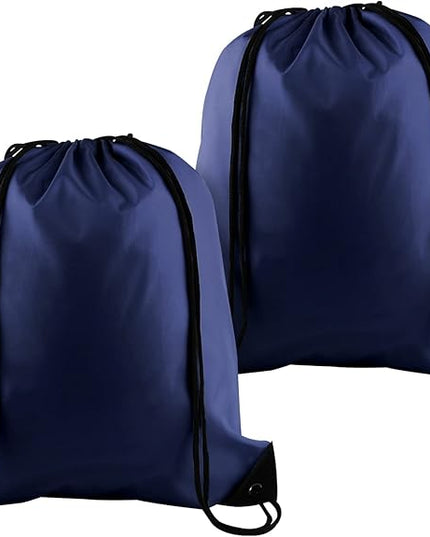 KUUQA 2 Pcs Navy Blue Drawstring Backpack Drawstring Bag Bulk Sports Cinch Bags String Backpack Storage Bags for Gym Traveling