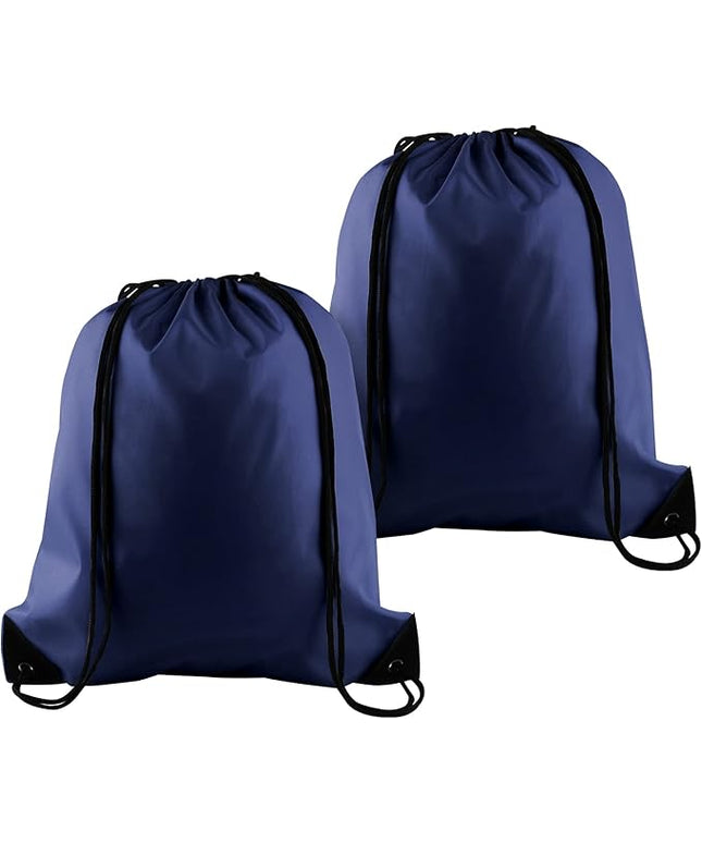 KUUQA 2 Pcs Navy Blue Drawstring Backpack Drawstring Bag Bulk Sports Cinch Bags String Backpack Storage Bags for Gym Traveling