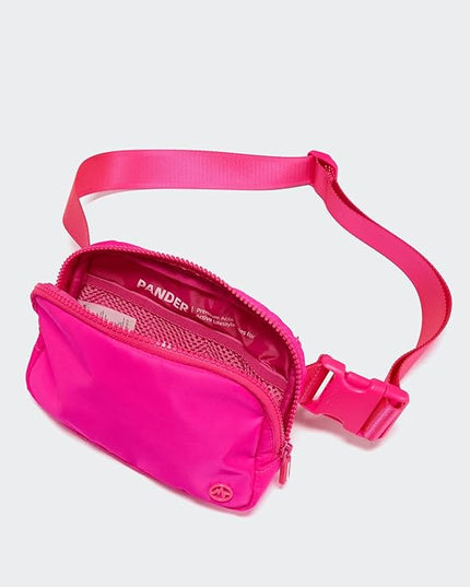 Pander Two Way Zipper Fanny Pack Nylon Everywhere Belt Bag for Women, Water Repellent Waist Packs, Crossbody Bags with Adjustable Strap (Sonic Pink).
