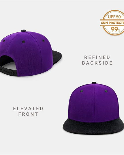 CHOK.LIDS Flat Bill Visor Classic Snapback Hat Blank Adjustable Brim High Top End Trendy Color Style Plain Tone Baseball Cap