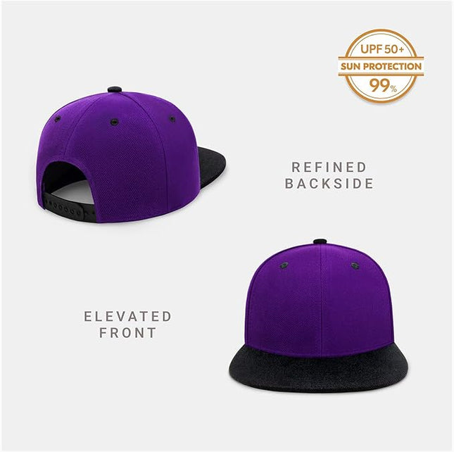 CHOK.LIDS Flat Bill Visor Classic Snapback Hat Blank Adjustable Brim High Top End Trendy Color Style Plain Tone Baseball Cap
