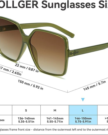 Dollger Oversized Square Sunglasses for Women Big Large Wide Fashion Shades for Men UV Protection Unisex