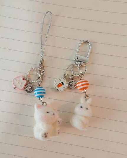 2PCS Cute Phone Charms Aesthetic Y2k Pink Guitar Strawberry Star Phone Straps Key Chains for Keys Bags Camera