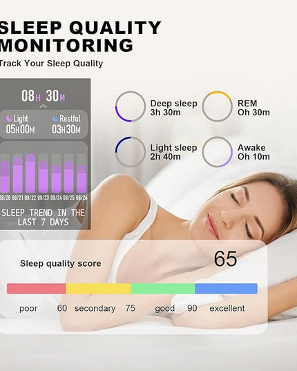 Smart Watch for Men Women Compatible with iPhone Samsung Android Phone 1.69 inch Full Touch Screen IP68 Waterproof Bluetooh Fitness Tracker Heart Rate/Sleep Monitor (Starlight)