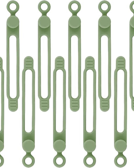 12Pcs Reusable Green Silicone Cord Ties, for Office, Home, Kitchen, School Organization of Electrical Cords, up to 20mm Diameter, 10kg Tensile Strength