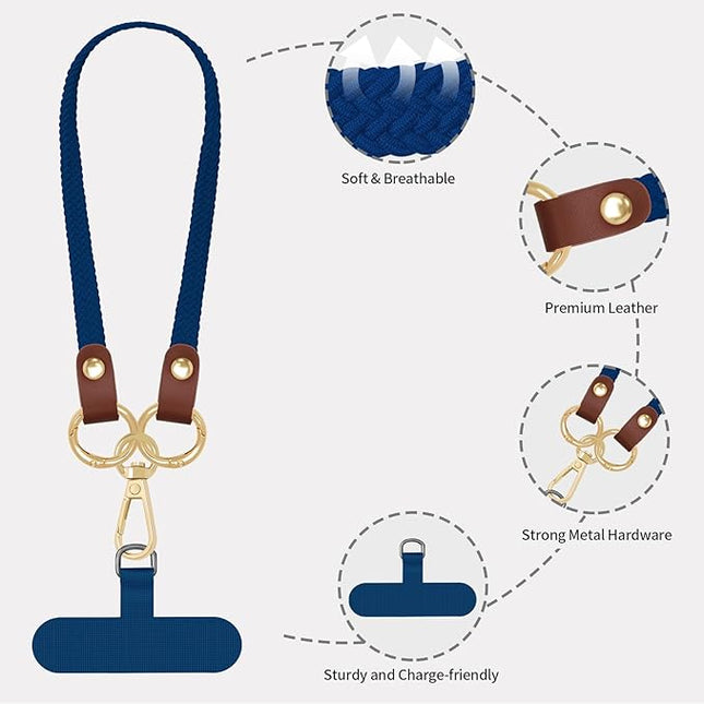 Stretchy Phone Lanyard Tether, 2 Pack Phone Leash Anti-theft Phone Strap for Anti-drop Outdoor Hiking Cycling Climbing Universal for Most Cell Phones, Atlantic Blue