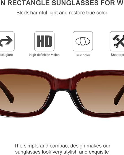 JASPIN Rectangle Sunglasses for Women Men Trendy Y2k Retro 90s Sun Glasses UV Protection Cool Square Frame