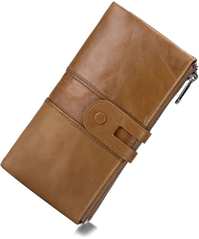 myfriday Women's RFID Blocking Genuine Leather Wallet, Bifold Long Clutch Wallet Money Clips Ladies Card Holder Purse