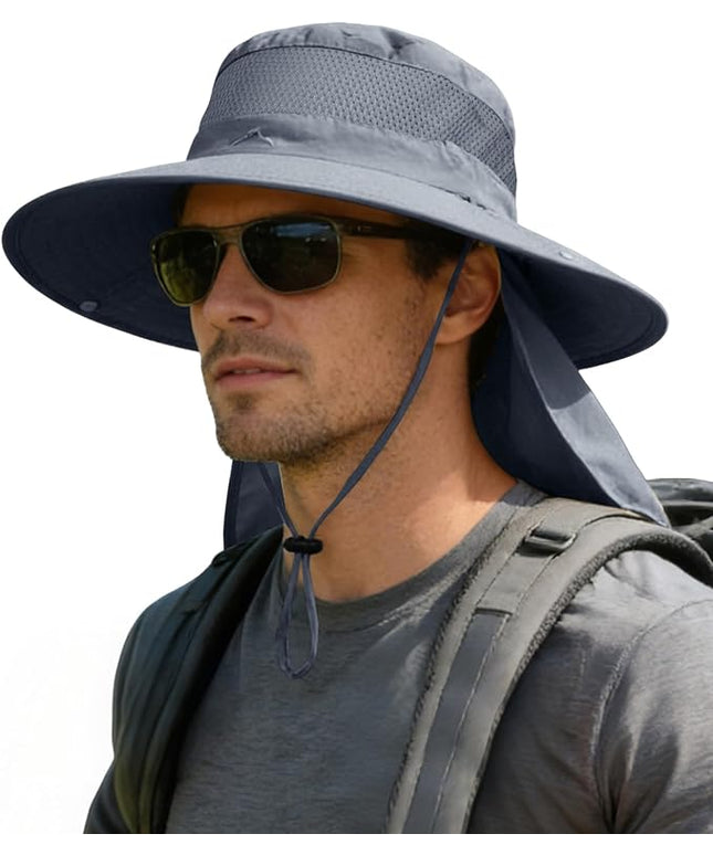ZOORON Sun Hats for Men Women Fishing Hat with Neck Flap,UPF 50+ Sun Hat Waterproof Wide Brim Bucket Hats for Safari Hiking