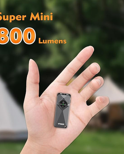 VTIGER K1 Keychain Flashlights, 800 Lumens Portable Flat Little Light,USB Rechargeable Mini Pocket EDC Flashlight with Clip,Compact LED Keyring Lights with Magnet for Everyday Carry,Camping,Emergency