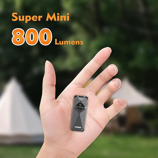 VTIGER K1 Keychain Flashlights, 800 Lumens Portable Flat Little Light,USB Rechargeable Mini Pocket EDC Flashlight with Clip,Compact LED Keyring Lights with Magnet for Everyday Carry,Camping,Emergency