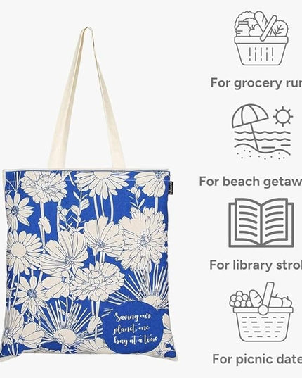 Eco Right Tote Bag for Women, Reusable Grocery Bag, Canvas Tote Bag for Shopping, Cotton Bag for Daily Use, Gifts for Women